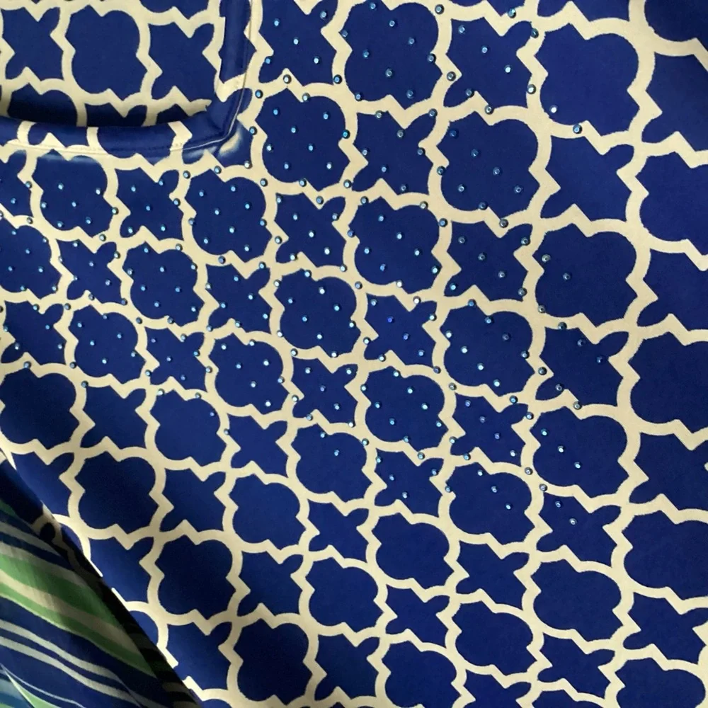 JM Collection Womens pullover V-neck Blouse beaded Size Large Adjustable - Picture 9 of 15